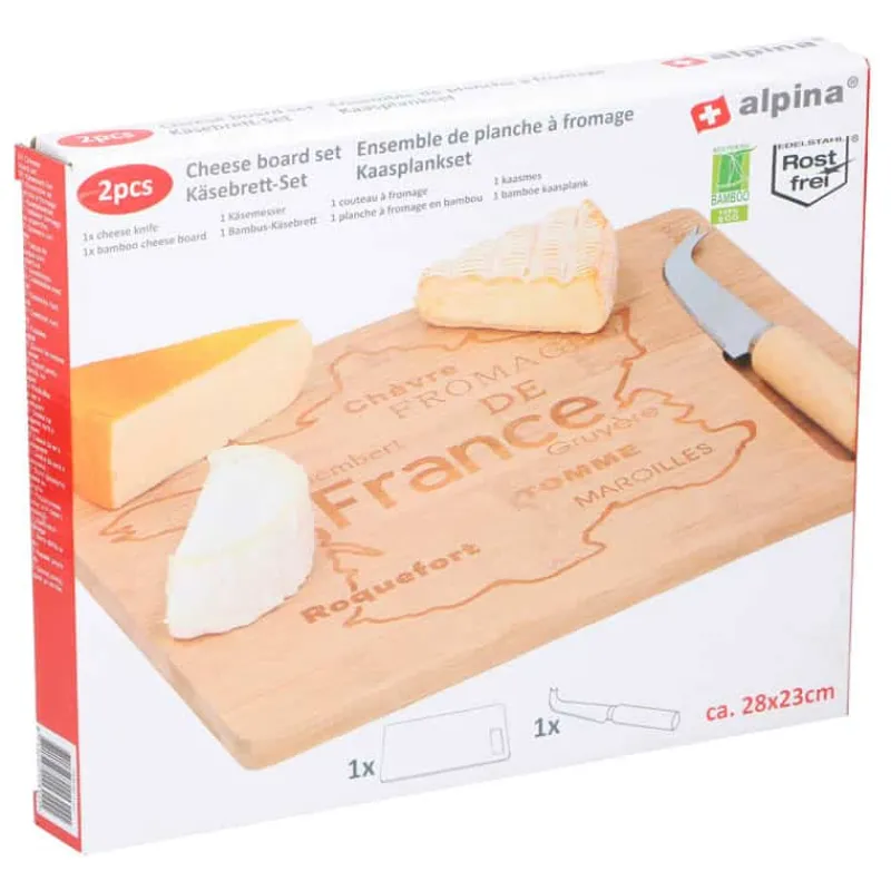 Alpina 2 Kaasplanken in hout met kaasmes> Keuken