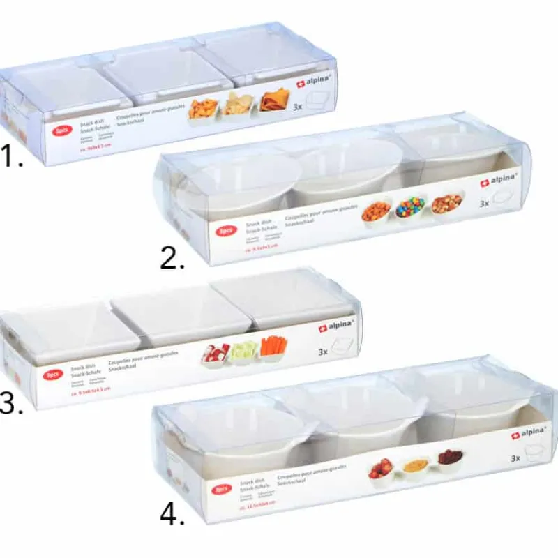 Alpina 3 schaaltjes wit voor amuse/snack (4 ass)> Keuken