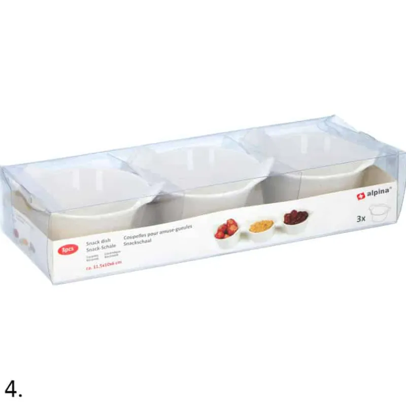 Alpina 3 schaaltjes wit voor amuse/snack (4 ass)> Keuken