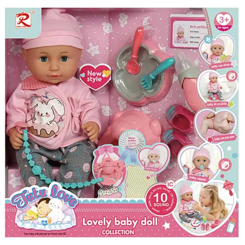 Babypop (35cm) “Drinkt & plast”> Poppen