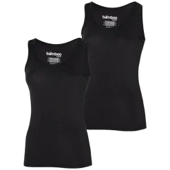 Bamboo Singlet (2 stuks) dames zwart> Textiel