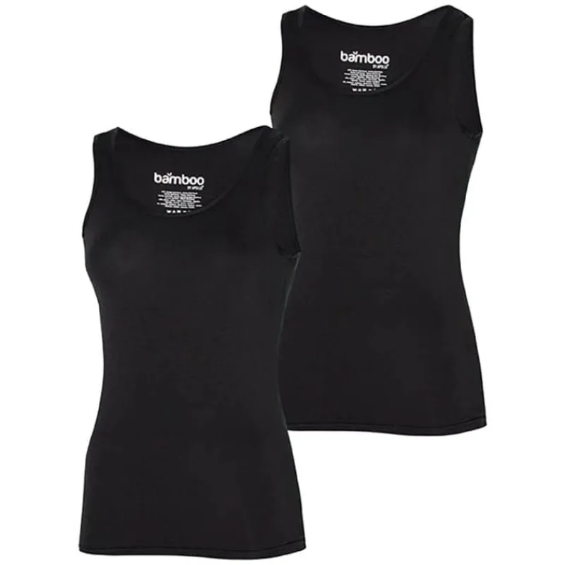 Bamboo Singlet (2 stuks) dames zwart> Textiel