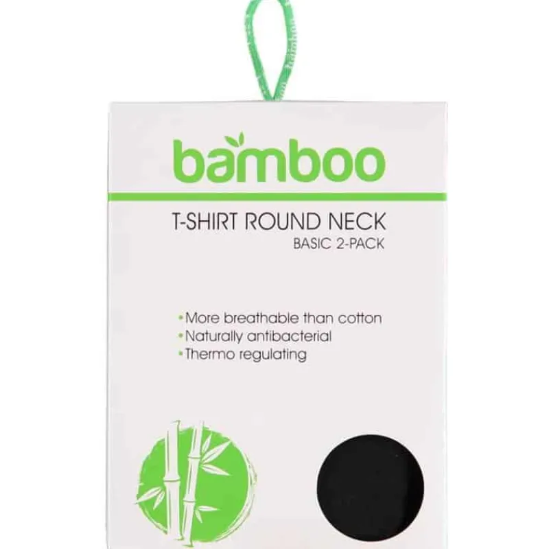 Bamboo T-shirt (2 stuks) dames zwart> Textiel