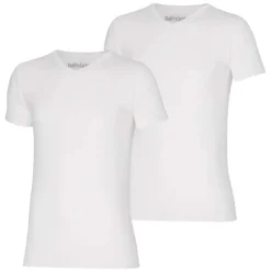 Bamboo T-shirt (2 stuks) V-hals wit> Textiel