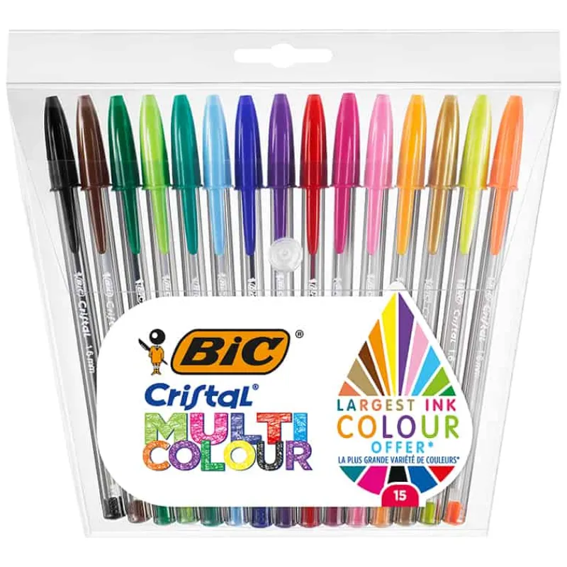 Bic balpen Cristal Multicolour (15 stuks)> Schrijven & Tekenen