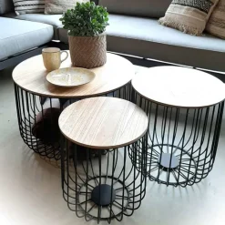 Bijzettafel 54xH33cm MDF / metaal> Meubilair