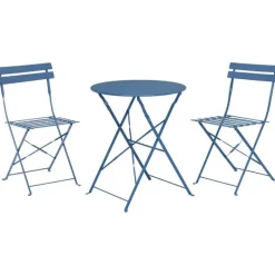 Bistroset mat blauw (tafel ø60cm)> Tuinmeubels