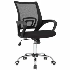 Bureelstoel met armleuning, verchroomd onderstel, vlinder systeem, zwart> Meubel