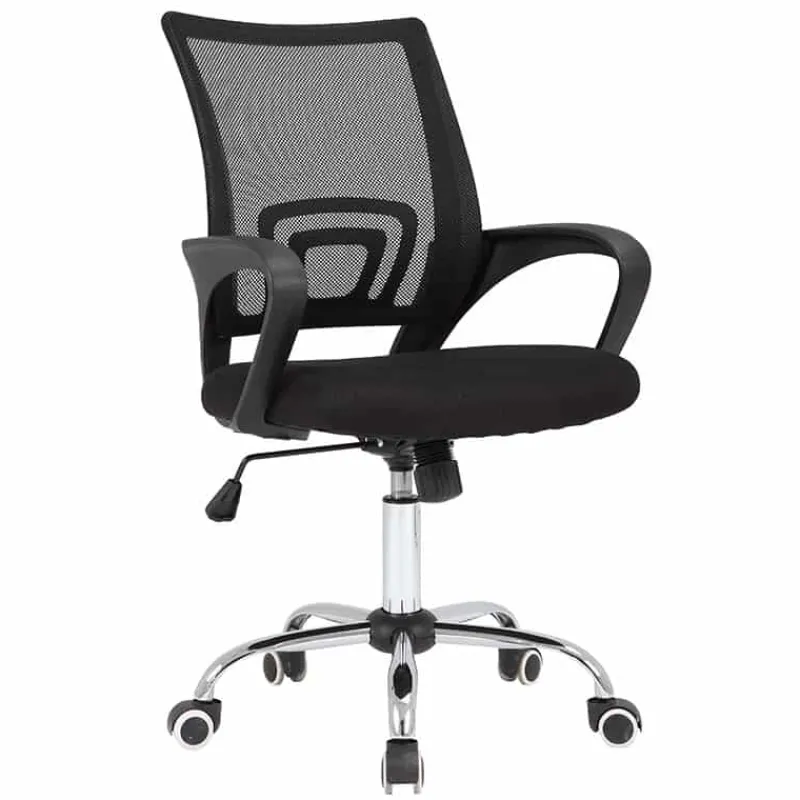 Bureelstoel met armleuning, verchroomd onderstel, vlinder systeem, zwart> Meubel