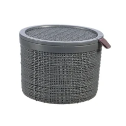 Curver Opbergbox rond 2L met deksel in jute, donkergrijs> Opbergen|Badkamer
