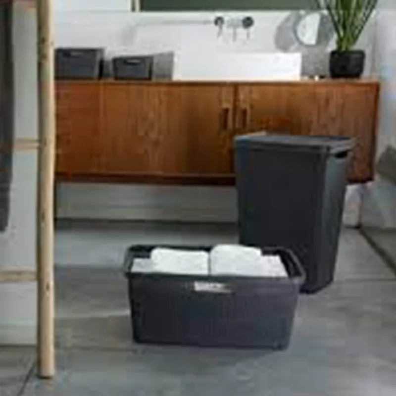 Curver wasmand rechthoek 46L in jute, donkergrijs> Badkamer|Opbergen