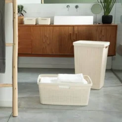 Curver wasmand rechthoek 46L in jute, wit><noscript><img width=