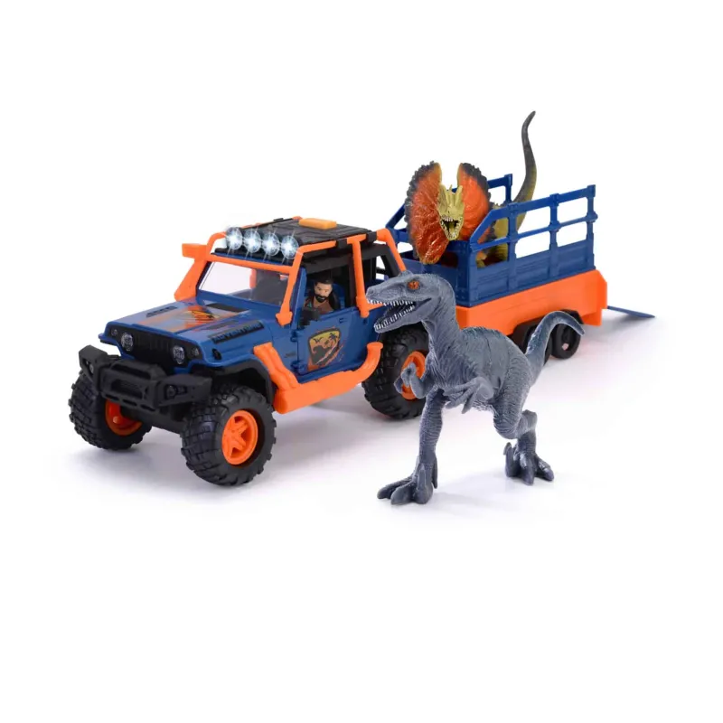 Dickie Dino Commander Jeep + Trailer> 4 Wielen