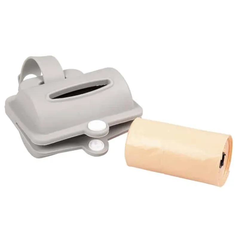 Duvo+ poepzakjes dispenser Silicone (8,2cm) grijs of roze> Hond