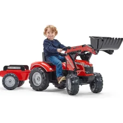 Falk Tractor met frontlader en aanhangwagen “Massey Ferguson” rood> Fiets & Sport|Buitenspeelgoed