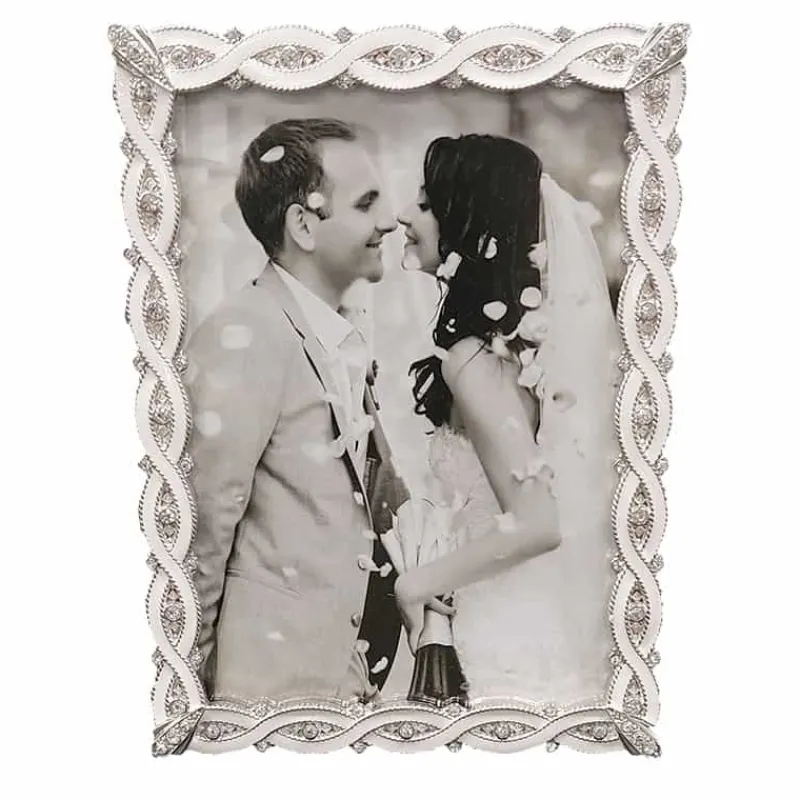 Fotokader zink/epoxy (10x15cm) wit/zilver> Fotokaders