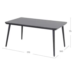 Hartman Sophie Studio tafel (170x100cm) carbon zwart> Koken & Bakken|Tuinmeubels