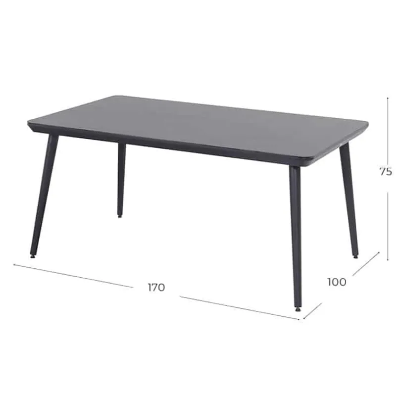 Hartman Sophie Studio tafel (170x100cm) carbon zwart> Koken & Bakken|Tuinmeubels