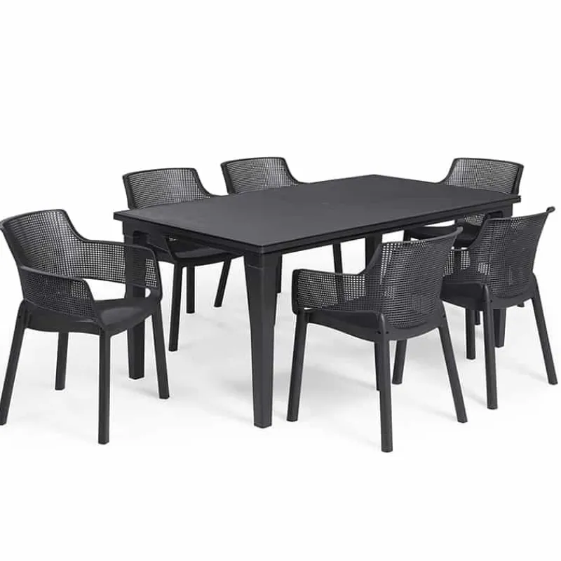 Keter Futura tafel (165x94cm) graphite met parasolopening> Tuinmeubels