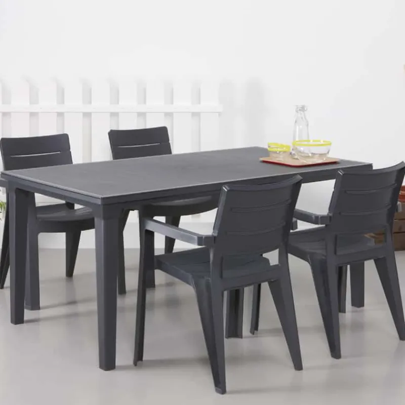 Keter Futura tafel (165x94cm) graphite met parasolopening> Tuinmeubels