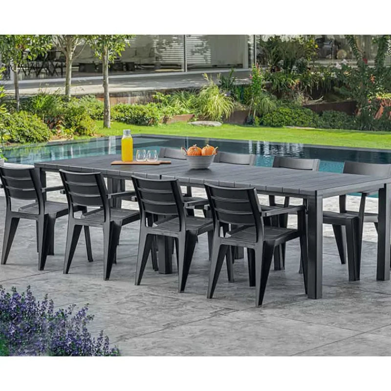 Keter Julie tafel 2in1 (295×90 / 180x147cm) graphite> Tuinmeubels