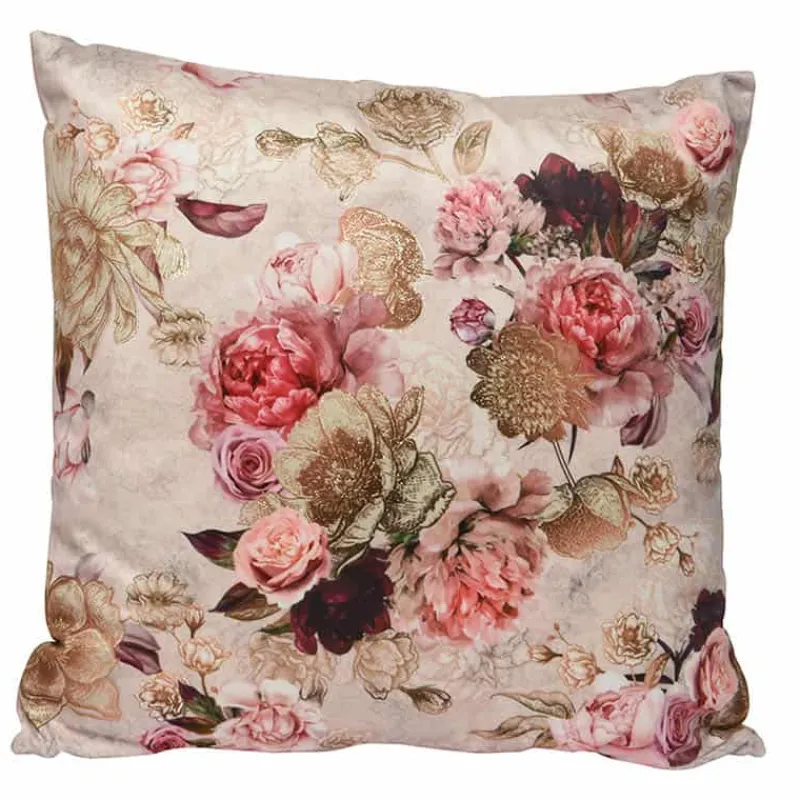 Kussen fluweel square print rose-gold ass.> Meubilair