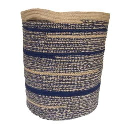 Mand stof (bruin/blauw) met handvat 36xH40cm> Opbergen