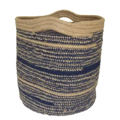 Mand stof (bruin/blauw) met handvat 32xH30cm> Opbergen