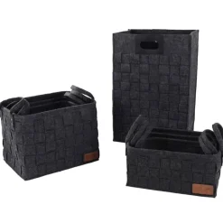 Mand vilt grijs met handvatten 30x20xH14cm> Opbergen