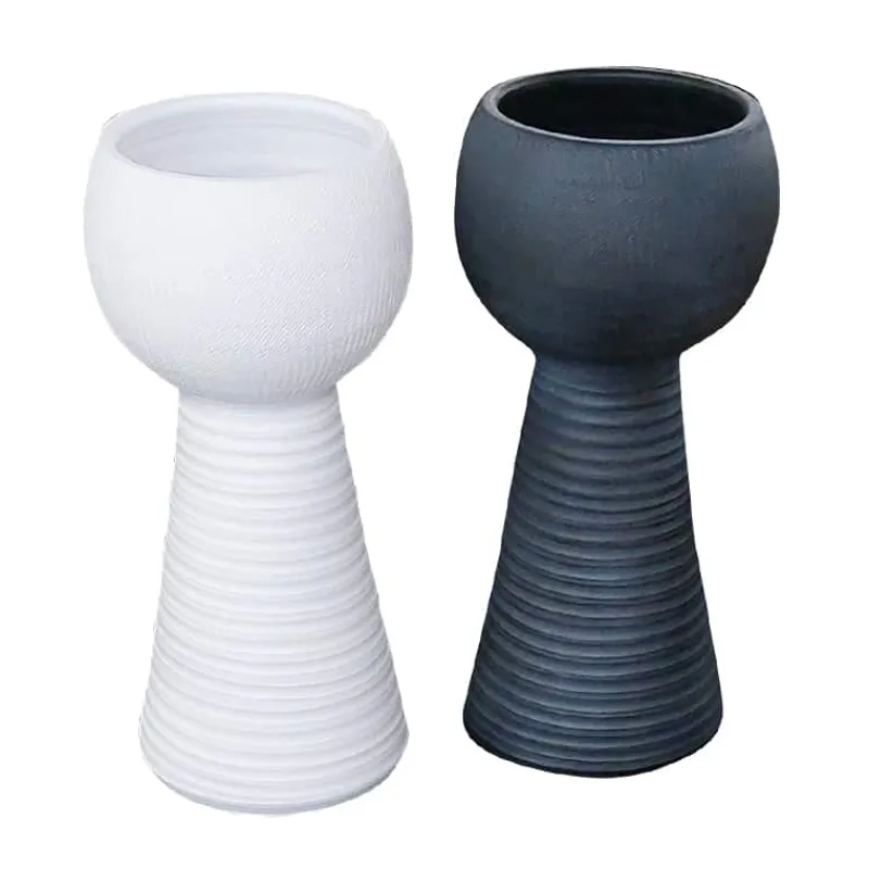 Marlou pot op voet (ø19x39cm) zwart> Decoratie|Bloemen & Planten