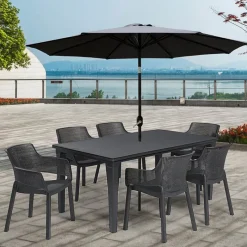 Parasol alu 270cm grijs/grijs met slinger & knik> Parasols