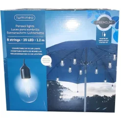 Parasol partylight buiten snoer (5m) zwart / 20 Led’s warm wit> Tuinverlichting