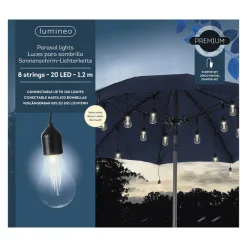 Parasol partylight buiten snoer (5m) zwart / 20 Led’s warm wit></noscript> Tuinverlichting