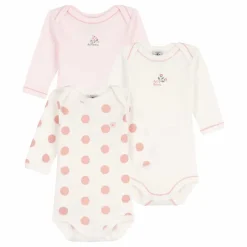 Petit Bateau Body lange mouw (3 stuks) roze> Babykleding En Textiel|Kleding