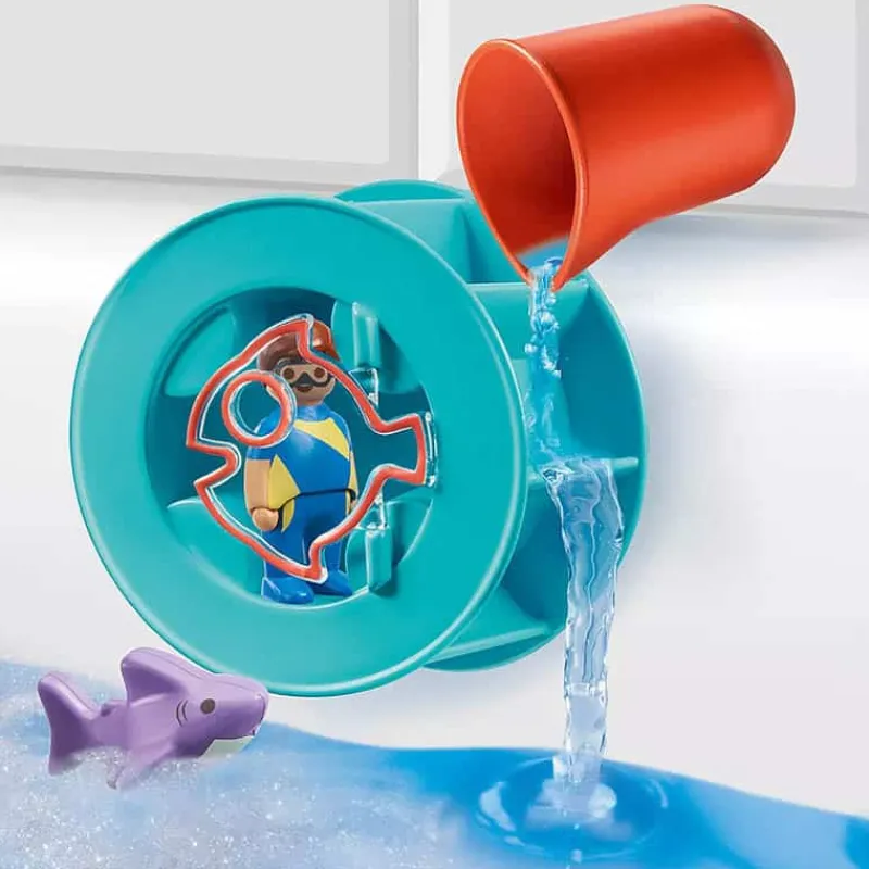 Playmobil 1.2.3 Aqua: Waterwervelrad met babyhaai (70636)> Speelsets