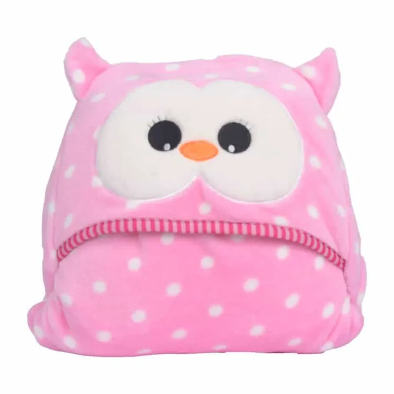 Poncho met kap Uil – roze> Kleding