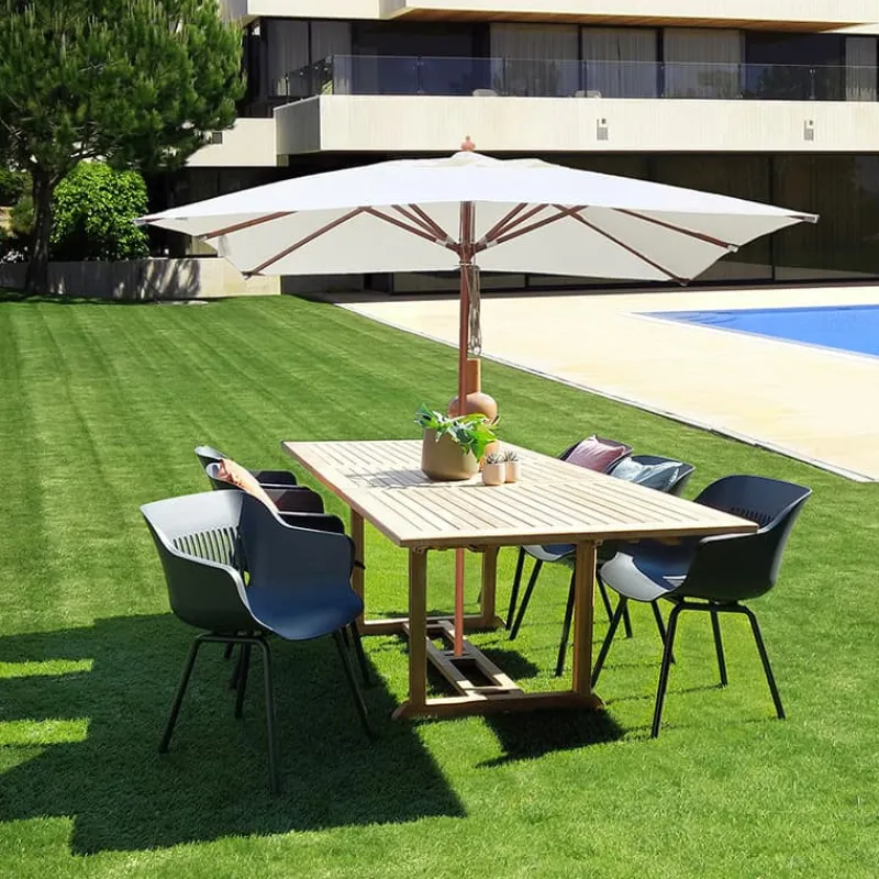 Quax Houtmast parasol (3x3m) met dubbele katrol> Parasols