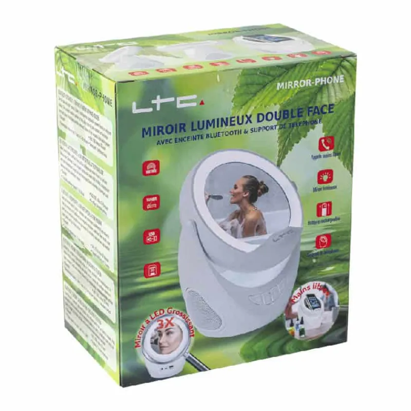 Speaker bluetooth spiegel met telefoonhouder> Badkamer