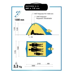 Wilsa Tent Royan 2-3 in grijs/rood> Campeermateriaal