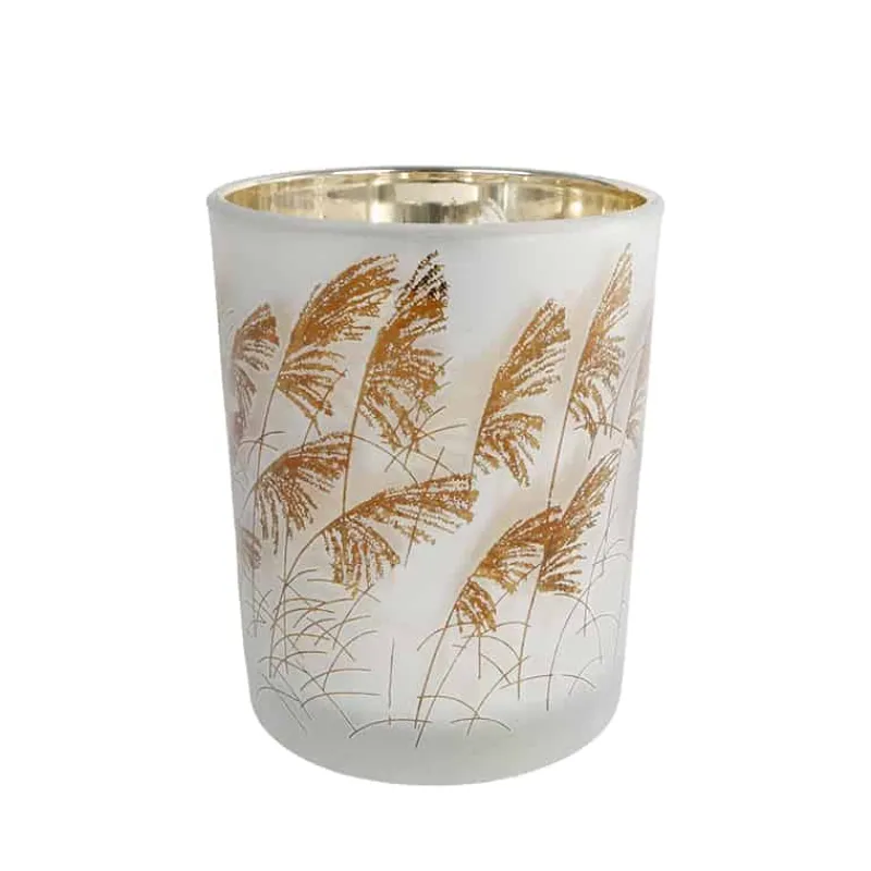 Theelichthouder Straw in glas (ø10xH12,5cm) grijs> Koken & Bakken|Decoratie