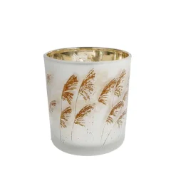 Theelichthouder Straw in glas (ø7,5xH8cm) grijs> Koken & Bakken|Bloemen & Planten