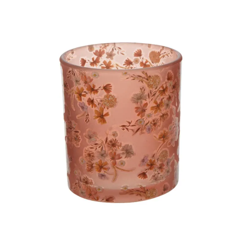 Theelichthouder (ø8xH9cm) glas bloemdeco> Verlichting|Pasen