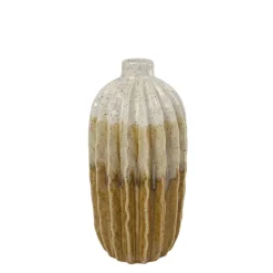 Vaas Ridge in aardewerk (ø13xH27cm) oker> Koken & Bakken|Decoratie