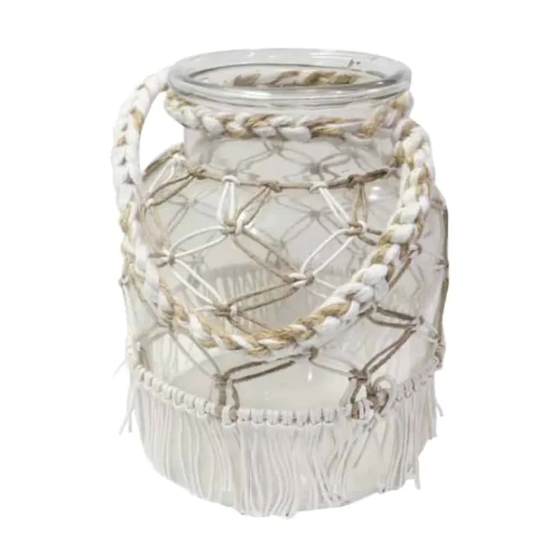 Windlicht hang macrame (20xH26cm)> Cadeautip|Verlichting